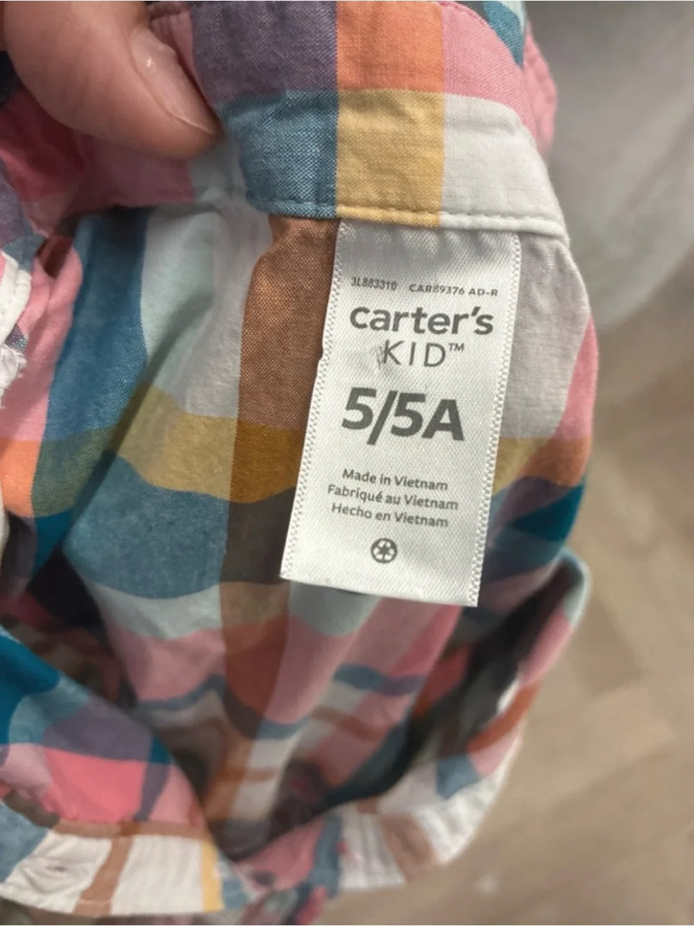 Carter's Sleeveless Plaid Cotton Dress in Pink, Blue & Yellow
